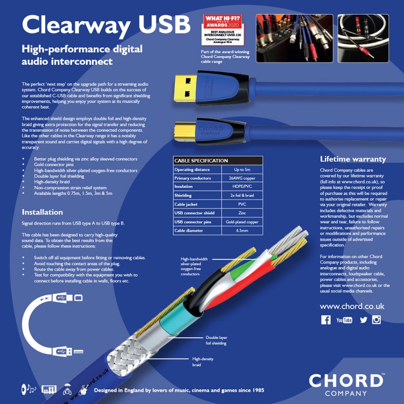 Chord Company Clearway USB 1,5m